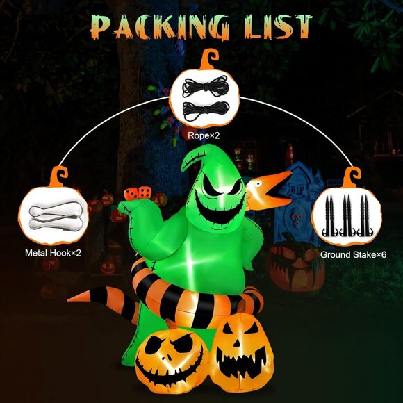 ⚡Halloween Inflatables Decor Outdoor Blow Up Green Monster with Python Lights - Picture 3 of 7